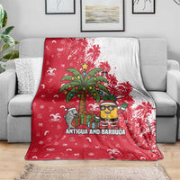 Antigua and Barbuda Christmas Blanket with Santa Pineapple Palm Tree Parrot and Gift Design - Wonder Print Shop