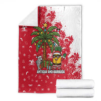 Antigua and Barbuda Christmas Blanket with Santa Pineapple Palm Tree Parrot and Gift Design - Wonder Print Shop
