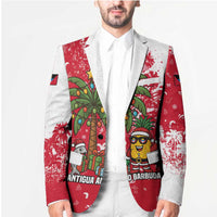 Antigua and Barbuda Christmas Blazer with Santa Pineapple Palm Tree Parrot and Gift Design - Wonder Print Shop