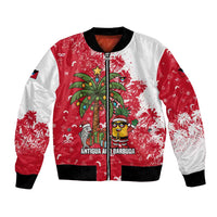 Antigua and Barbuda Christmas Bomber Jacket with Santa Pineapple Palm Tree Parrot and Gift Design - Wonder Print Shop