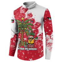 Antigua and Barbuda Christmas Button Sweatshirt with Santa Pineapple Palm Tree Parrot and Gift Design - Wonder Print Shop