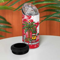 Antigua and Barbuda Christmas 4 in 1 Can Cooler Tumbler with Santa Pineapple Palm Tree Parrot and Gift Design - Wonder Print Shop