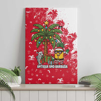 Antigua and Barbuda Christmas Canvas Wall Art with Santa Pineapple Palm Tree Parrot and Gift Design - Wonder Print Shop