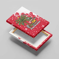 Antigua and Barbuda Christmas Canvas Wall Art with Santa Pineapple Palm Tree Parrot and Gift Design - Wonder Print Shop