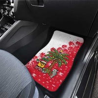 Antigua and Barbuda Christmas Car Mats with Santa Pineapple Palm Tree Parrot and Gift Design - Wonder Print Shop