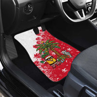Antigua and Barbuda Christmas Car Mats with Santa Pineapple Palm Tree Parrot and Gift Design - Wonder Print Shop