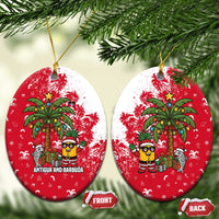 Antigua and Barbuda Christmas Ceramic Ornament with Santa Pineapple Palm Tree Parrot and Gift Design - Wonder Print Shop