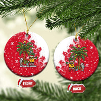 Antigua and Barbuda Christmas Ceramic Ornament with Santa Pineapple Palm Tree Parrot and Gift Design - Wonder Print Shop