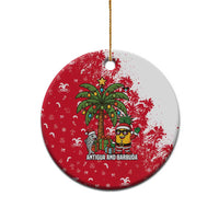 Antigua and Barbuda Christmas Ceramic Ornament with Santa Pineapple Palm Tree Parrot and Gift Design - Wonder Print Shop