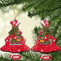 Antigua and Barbuda Christmas Ceramic Ornament with Santa Pineapple Palm Tree Parrot and Gift Design - Wonder Print Shop