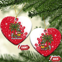 Antigua and Barbuda Christmas Ceramic Ornament with Santa Pineapple Palm Tree Parrot and Gift Design - Wonder Print Shop