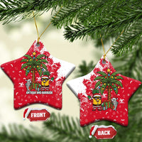 Antigua and Barbuda Christmas Ceramic Ornament with Santa Pineapple Palm Tree Parrot and Gift Design - Wonder Print Shop