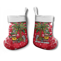 Antigua and Barbuda Christmas Stocking with Santa Pineapple Palm Tree Parrot and Gift Design - Wonder Print Shop
