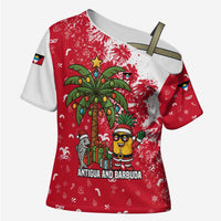Antigua and Barbuda Christmas Cross Shoulder Shirt with Santa Pineapple Palm Tree Parrot and Gift Design - Wonder Print Shop