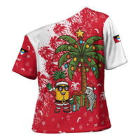 Antigua and Barbuda Christmas Cross Shoulder Shirt with Santa Pineapple Palm Tree Parrot and Gift Design - Wonder Print Shop