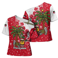 Antigua and Barbuda Christmas Cross Shoulder Shirt with Santa Pineapple Palm Tree Parrot and Gift Design - Wonder Print Shop