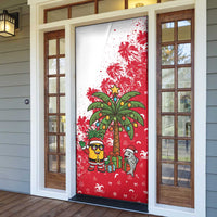 Antigua and Barbuda Christmas Door Cover with Santa Pineapple Palm Tree Parrot and Gift Design - Wonder Print Shop