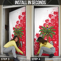 Antigua and Barbuda Christmas Door Cover with Santa Pineapple Palm Tree Parrot and Gift Design - Wonder Print Shop