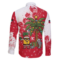 Antigua and Barbuda Christmas Family Matching Mermaid Dress and Hawaiian Shirt with Santa Pineapple Palm Tree Parrot and Gift Design - Wonder Print Shop