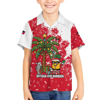 Antigua and Barbuda Christmas Family Matching Off The Shoulder Long Sleeve Dress and Hawaiian Shirt with Santa Pineapple Palm Tree Parrot and Gift Design - Wonder Print Shop