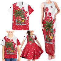 Antigua and Barbuda Christmas Family Matching Tank Maxi Dress and Hawaiian Shirt with Santa Pineapple Palm Tree Parrot and Gift Design - Wonder Print Shop