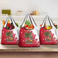 Antigua and Barbuda Christmas Grocery Bag with Santa Pineapple Palm Tree Parrot and Gift Design - Wonder Print Shop