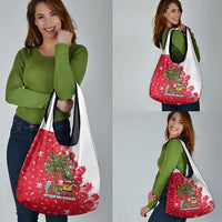 Antigua and Barbuda Christmas Grocery Bag with Santa Pineapple Palm Tree Parrot and Gift Design - Wonder Print Shop