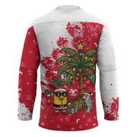 Antigua and Barbuda Christmas Hockey Jersey with Santa Pineapple Palm Tree Parrot and Gift Design - Wonder Print Shop