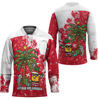 Antigua and Barbuda Christmas Hockey Jersey with Santa Pineapple Palm Tree Parrot and Gift Design - Wonder Print Shop