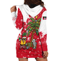 Antigua and Barbuda Christmas Hoodie Dress with Santa Pineapple Palm Tree Parrot and Gift Design - Wonder Print Shop