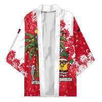 Antigua and Barbuda Christmas Kimono with Santa Pineapple Palm Tree Parrot and Gift Design - Wonder Print Shop