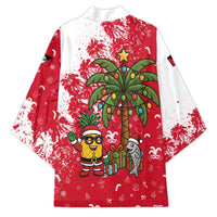 Antigua and Barbuda Christmas Kimono with Santa Pineapple Palm Tree Parrot and Gift Design - Wonder Print Shop