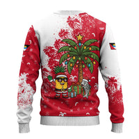 Antigua and Barbuda Christmas Ugly Christmas Sweater with Santa Pineapple Palm Tree Parrot and Gift Design - Wonder Print Shop