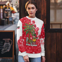 Antigua and Barbuda Christmas Ugly Christmas Sweater with Santa Pineapple Palm Tree Parrot and Gift Design - Wonder Print Shop