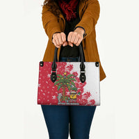 Antigua and Barbuda Christmas Leather Bag with Santa Pineapple Palm Tree Parrot and Gift Design - Wonder Print Shop