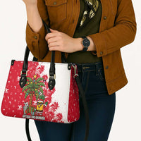 Antigua and Barbuda Christmas Leather Bag with Santa Pineapple Palm Tree Parrot and Gift Design - Wonder Print Shop