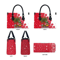 Antigua and Barbuda Christmas Leather Bag with Santa Pineapple Palm Tree Parrot and Gift Design - Wonder Print Shop