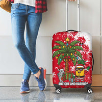 Antigua and Barbuda Christmas Luggage Cover with Santa Pineapple Palm Tree Parrot and Gift Design - Wonder Print Shop