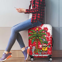 Antigua and Barbuda Christmas Luggage Cover with Santa Pineapple Palm Tree Parrot and Gift Design - Wonder Print Shop