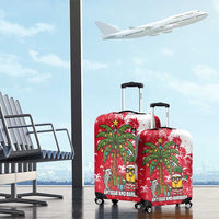 Antigua and Barbuda Christmas Luggage Cover with Santa Pineapple Palm Tree Parrot and Gift Design - Wonder Print Shop