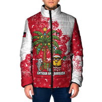 Antigua and Barbuda Christmas Padded Jacket with Santa Pineapple Palm Tree Parrot and Gift Design - Wonder Print Shop