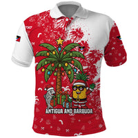 Antigua and Barbuda Christmas Polo Shirt with Santa Pineapple Palm Tree Parrot and Gift Design - Wonder Print Shop