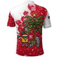 Antigua and Barbuda Christmas Polo Shirt with Santa Pineapple Palm Tree Parrot and Gift Design - Wonder Print Shop