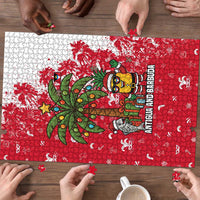 Antigua and Barbuda Christmas Puzzle with Santa Pineapple Palm Tree Parrot and Gift Design - Wonder Print Shop