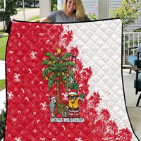 Antigua and Barbuda Christmas Quilt with Santa Pineapple Palm Tree Parrot and Gift Design - Wonder Print Shop