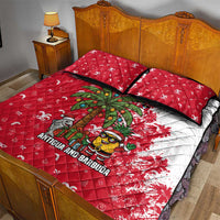 Antigua and Barbuda Christmas Quilt Bed Set with Santa Pineapple Palm Tree Parrot and Gift Design - Wonder Print Shop