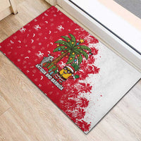 Antigua and Barbuda Christmas Rubber Doormat with Santa Pineapple Palm Tree Parrot and Gift Design - Wonder Print Shop