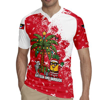 Antigua and Barbuda Christmas Rugby Jersey with Santa Pineapple Palm Tree Parrot and Gift Design - Wonder Print Shop