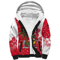Antigua and Barbuda Christmas Sherpa Hoodie with Santa Pineapple Palm Tree Parrot and Gift Design - Wonder Print Shop
