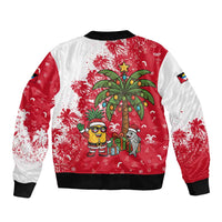 Antigua and Barbuda Christmas Sleeve Zip Bomber Jacket with Santa Pineapple Palm Tree Parrot and Gift Design - Wonder Print Shop